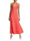 Halston Roselle One-shoulder Cotton Blend Crepe Gown In Rhubarb Red