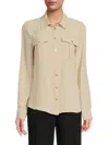 Halston Women's Button-front Patch Pocket Shirt