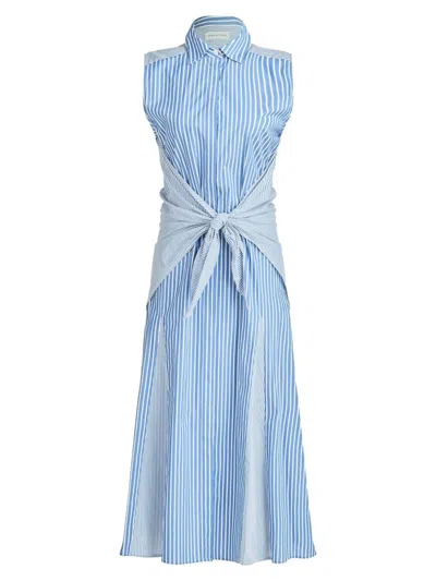 Halston Women's Cari Multi Stripe Midi Dress In Blue Stripe