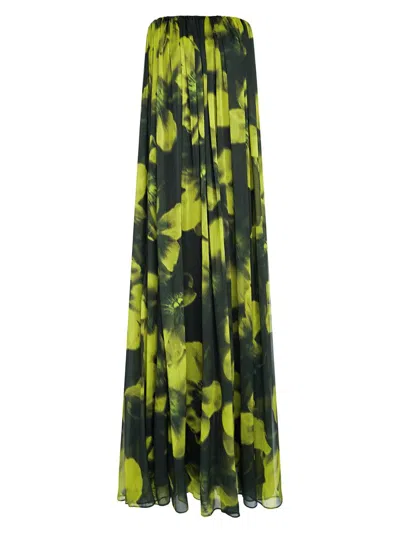 Halston Women's Claudette Floral Chiffon Strapless Gown In Multi