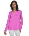 Halston Women's Collared Button-front Long-sleeve Shirt In Orchid