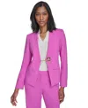 Halston Womens Two Button Blazer High Rise Wide Leg Pull On Pants In Orchid