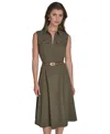 Halston Women's Commuter Belted Sleeveless Dress In Green