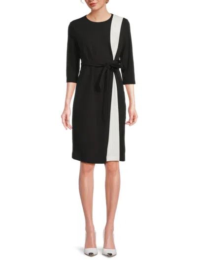 Halston Women's Contrast Striped Belted Minidress In Multi