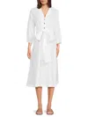 Halston Women's Cotton Belted Maxi Shirtdress In White