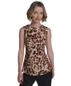 Halston Women's Cotton Printed Sleeveless Tank Top In Brown