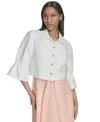 HALSTON WOMEN'S CROPPED FRONT-SEAMED SHRUG JACKET