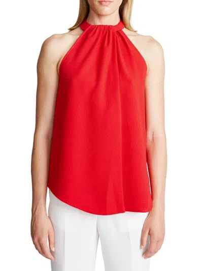 Halston Women's Dayana Stretch Crepe Halter Top In Red