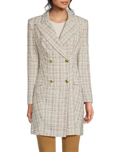 Halston Women's Double Breasted Tweed Blazer In Cream