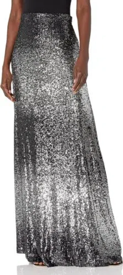 Pre-owned Halston Women's Elaine Sequin Skirt In Black/silver