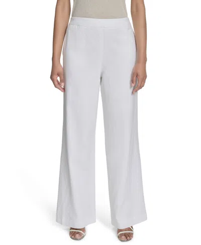 Halston Women's Elastic-back Mid-rise Wide-leg Pants In Cream