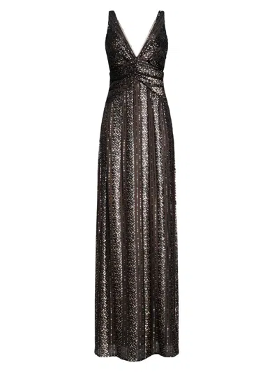 Halston Women's Esra Sequined V-neck Gown In Black