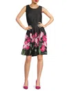HALSTON WOMEN'S FLORAL PINTUCK DRESS