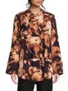 Halston Women's Floral Pleated Tunic In Multi