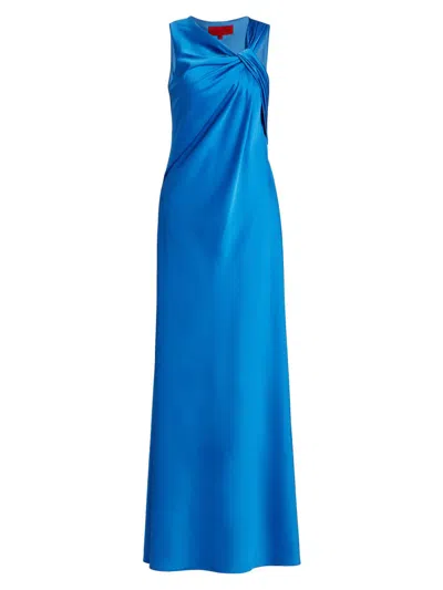 Halston Women's Francine Asymmetric Satin Gown In Blue