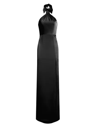 Halston Women's Gemi Satin Halterneck Gown In Black