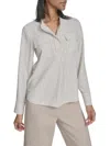 Halston Women's Geometric Print Classic Fit Top In White