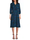 Halston Women's Geometric Print Midi Wrap Dress In Blue