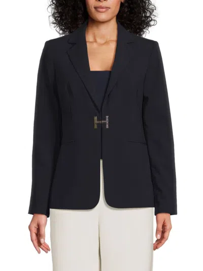 Halston Women's H-logo Hook-front Blazer In Blue