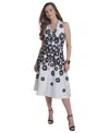 Halston Women's Halter V-neck Flared Midi Dress