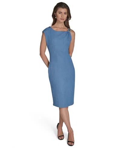 Halston Women's Hardware-trim Sheath Dress In Blue