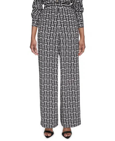 Halston Women's High-rise Wide-leg Pull-on Pants In Pristine,black