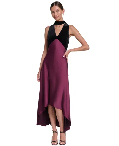 Halston Women's High-low Sleeveless V-neck Dress In Purple