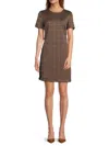 Halston Women's Houndstooth Side-button Minidress In Brown