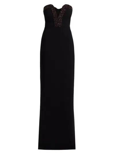 Halston Women's Ila Embellished Strapless Gown In Black