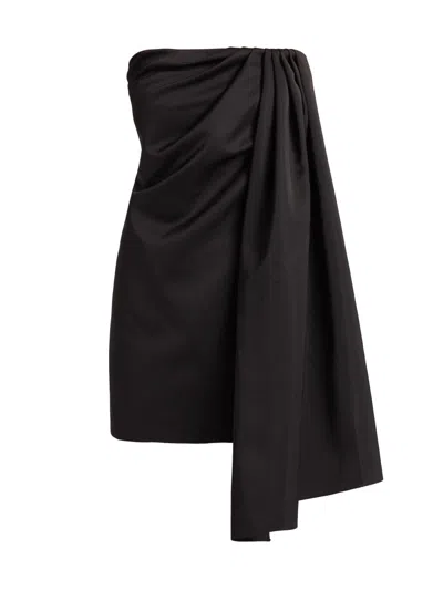 Halston Women's Isla Heavy Satin Drape Minidress In Black