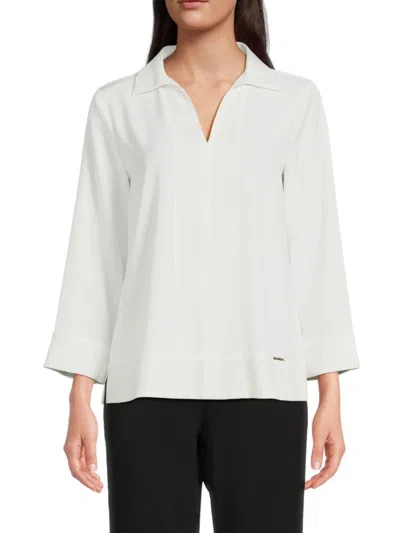 Halston Women's Johnny Collar Top In Cream