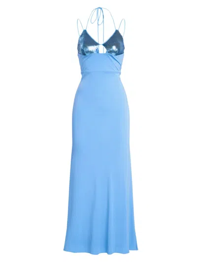 Halston Women's Kasen Sequin Jersey Gown In Tranquil Blue