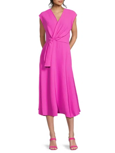 Halston Women's Knot-front Cap-sleeve Midi-dress
