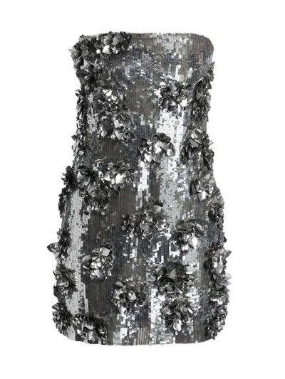 Halston Women's Leela Embroidered Sequined Minidress In Gray
