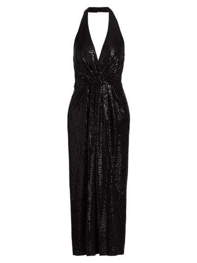 Halston Women's Leonie Disco Jersey Midi-dress In Black