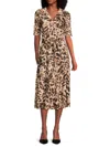 Halston Women's Leopard-print Surplice Midi-dress In Brown