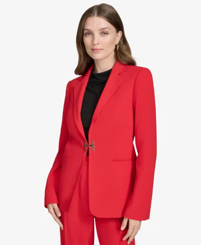Halston Women's Logo-clasp Notch-lapel Blazer In Red