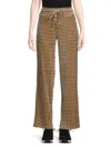 Halston Women's Logo Wide-leg Pants In Brown