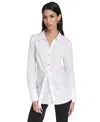 Halston Women's Long Sleeves Poplin Shirt In White
