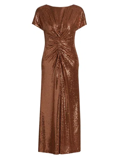 Halston Women's Luce Disco Jersey Midi-dress In Brown