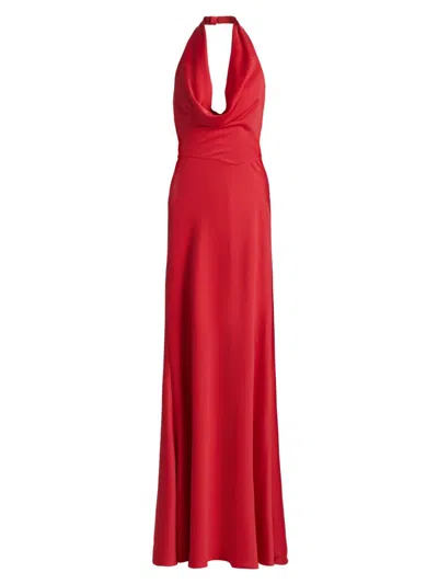 Halston Women's Marcheline Crêpe Halterneck Gown In Red
