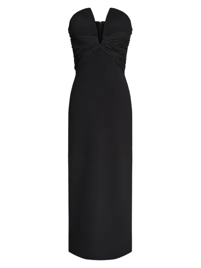 Halston Women's Marguerite Crepe Strapless Midi-dress In Black