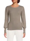 Halston Women's Metallic Rib-knit Sweater In Gray