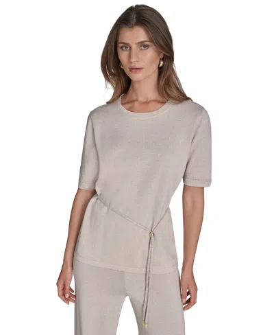 Halston Women's Metallic Tie-waist Round-neck Top In Multi