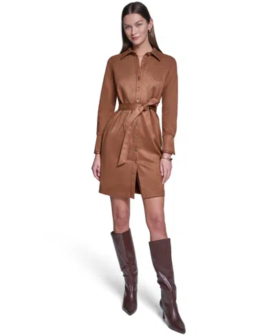 Halston Women's Midi Shirt Dress In Brown
