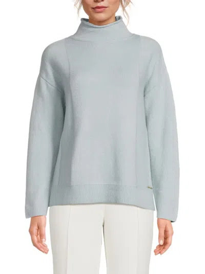 Halston Women's Mock Turtleneck Sweater In Blue