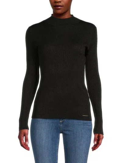 Halston Women's Mockneck Ribbed Sweater In Cream