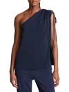 Halston Women's Nathalie Jersey Draped One-shoulder Top In Midnight
