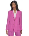 Halston Womens Two Button Blazer High Rise Wide Leg Pull On Pants In Orchid