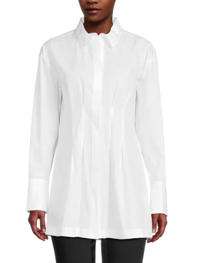 Halston Women's Pleated Front Shirt In White